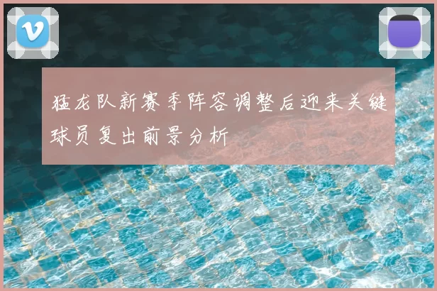 猛龙队新赛季阵容调整后迎来关键球员复出前景分析